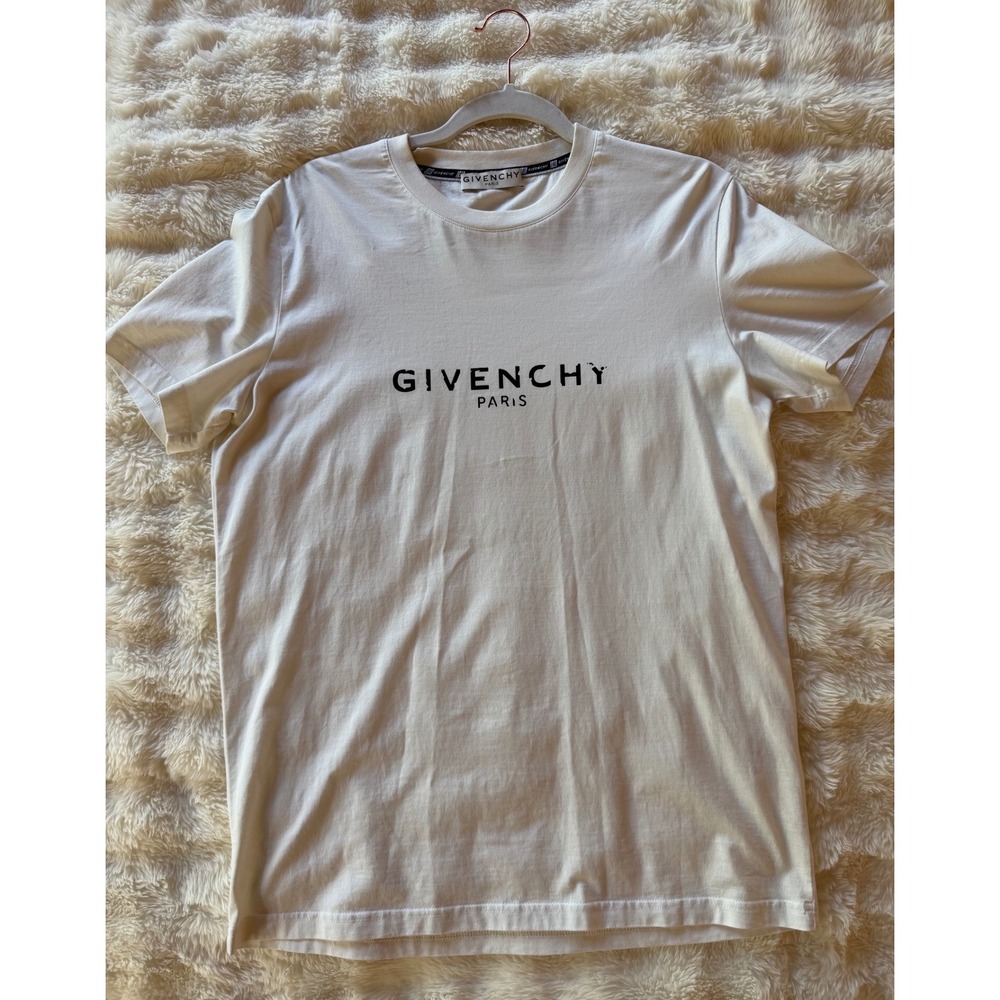 Givenchy Paris White Logo Slim Fit T-Shirt BM70K93002 Mens Small